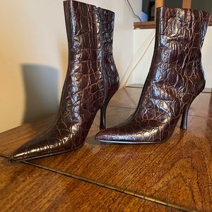 Brown Snakeskin ankle boots